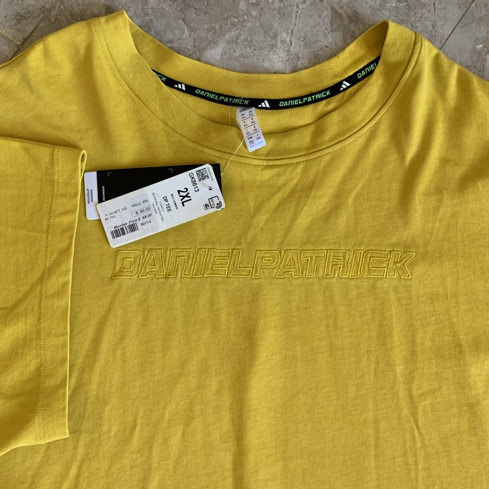 ADIDAS DANIEL PATRICK BASKETBALL TEE HAZY YELLOW GK8613 MEN'S SIZE  2XL NWT